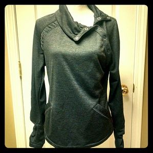 Ryka snap sweatshirt L women's dark heather gray